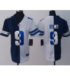 Women Nike Dallas Cowboys #9 Tony Romo Blue White Split NFL Jerseys Women Nike Dallas Cowboys #9 Tony Romo Blue White Split NFL Jerseys