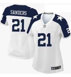 Womens Nike Dallas Cowboys 21 Deion Sanders Limited White Throwback Alternate NFL Jersey Womens Nike Dallas Cowboys 21 Deion Sanders Limited White Throwback Alternate NFL Jersey