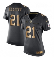 Womens Nike Dallas Cowboys 21 Ezekiel Elliott Limited BlackGold Salute to Service NFL Jersey Womens Nike Dallas Cowboys 21 Ezekiel Elliott Limited BlackGold Salute to Service NFL Jersey