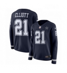 Womens Nike Dallas Cowboys 21 Ezekiel Elliott Limited Navy Blue Therma Long Sleeve NFL Jersey Womens Nike Dallas Cowboys 21 Ezekiel Elliott Limited Navy Blue Therma Long Sleeve NFL Jersey