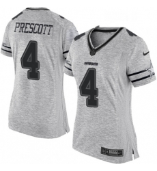 Womens Nike Dallas Cowboys 4 Dak Prescott Limited Gray Gridiron II NFL Jersey Womens Nike Dallas Cowboys 4 Dak Prescott Limited Gray Gridiron II NFL Jersey