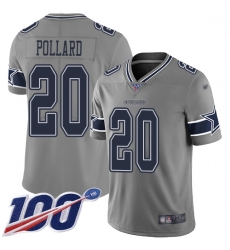 Youth Cowboys 20 Tony Pollard Gray Stitched Football Limited Inverted Legend 100th Season Jersey Youth Cowboys 20 Tony Pollard Gray Stitched Football Limited Inverted Legend 100th Season Jersey
