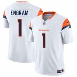 Men Denver Broncos 1 Evan Engram White 2024 F U S E  Vapor Limited Stitched Football Jersey