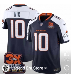 Men Denver Broncos 10 Bo Nix Navy 3X Super Bowl Champions Patch 2024 F U S E Limited Stitched Football Jersey Men Denver Broncos 10 Bo Nix Navy 3X Super Bowl Champions Patch 2024 F U S E Limited Stitched Football Jersey