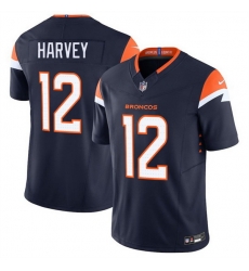 Men Denver Broncos 12 RJ Harvey Navy F U S E  Vapor Limited Stitched Football Jersey