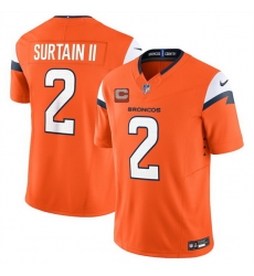 Men Denver Broncos 2 Pat Surtain II Orange 2025 F U S E  With 2 Star C Patch Vapor Limited Stitched Football Jersey