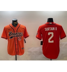 Men Denver Broncos 2 Pat Surtain II Orange Cool Base Stitched Baseball Jersey 1 Men Denver Broncos 2 Pat Surtain II Orange Cool Base Stitched Baseball Jersey 1