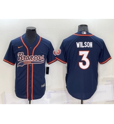Men Denver Broncos 3 Russell Wilson Navy Cool Base Stitched Baseball Jersey Men Denver Broncos 3 Russell Wilson Navy Cool Base Stitched Baseball Jersey