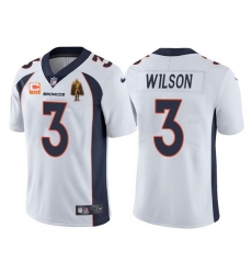 Men Denver Broncos #3 Russell Wilson White With C Patch & Walter Payton Patch Limited Stitched Jersey Men Denver Broncos #3 Russell Wilson White With C Patch & Walter Payton Patch Limited Stitched Jersey