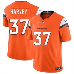 Men Denver Broncos 37 RJ Harvey Orange 2025 Draft F U S E  Vapor Limited Stitched Football Jersey