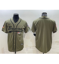 Men Denver Broncos Blank Olive Salute To Service Cool Base Stitched Baseball Jersey Men Denver Broncos Blank Olive Salute To Service Cool Base Stitched Baseball Jersey