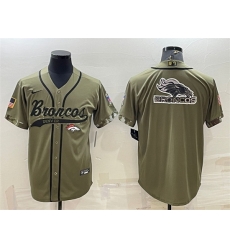 Men Denver Broncos Olive Salute To Service Team Big Logo Cool Base Stitched Baseball Jersey Men Denver Broncos Olive Salute To Service Team Big Logo Cool Base Stitched Baseball Jersey