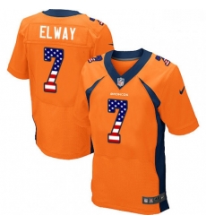 Men Nike Denver Broncos 7 John Elway Elite Orange Home USA Flag Fashion NFL Jersey Men Nike Denver Broncos 7 John Elway Elite Orange Home USA Flag Fashion NFL Jersey