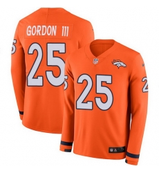 Nike Broncos 25 Melvin Gordon III Orange Team Color Men Stitched NFL Limited Therma Long Sleeve Jersey Nike Broncos 25 Melvin Gordon III Orange Team Color Men Stitched NFL Limited Therma Long Sleeve Jersey