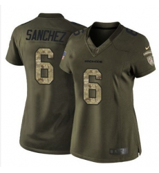 Nike Broncos #6 Mark Sanchez Green Womens Stitched NFL Limited Salute to Service Jersey Nike Broncos #6 Mark Sanchez Green Womens Stitched NFL Limited Salute to Service Jersey