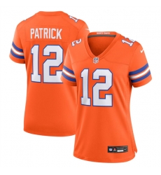 Women Denver Broncos 12 Tim Patrick Orange Mile High Collection 1977 Throwback Stitched Jersey Women Denver Broncos 12 Tim Patrick Orange Mile High Collection 1977 Throwback Stitched Jersey