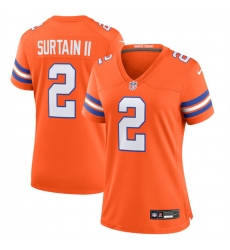 Women Denver Broncos 2 Patrick Surtain II Orange Mile High Collection 1977 Throwback Stitched Jersey Women Denver Broncos 2 Patrick Surtain II Orange Mile High Collection 1977 Throwback Stitched Jersey