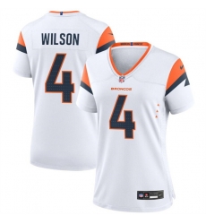 Women Denver Broncos 4 Zach Wilson White 2024 Stitched Jersey Women Denver Broncos 4 Zach Wilson White 2024 Stitched Jersey