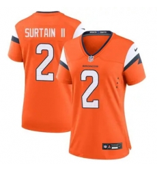 Women Nike Denver Broncos 2 Patrick Surtain II Orange Vapor Limited Jersey Women Nike Denver Broncos 2 Patrick Surtain II Orange Vapor Limited Jersey