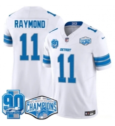 Men Detroit Lions 11 Kalif Raymond White 2024 NFC North Champions 90th Anniversary Patch F U S E Vapor Limited Stitched Jersey Men Detroit Lions 11 Kalif Raymond White 2024 NFC North Champions 90th Anniversary Patch F U S E Vapor Limited Stitched Jersey