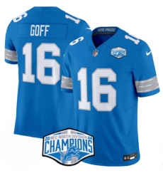 Men Detroit Lions 16 Jared Goff Blue 2024 NFC North Champions F U S E Vapor Limited Stitched Jersey Men Detroit Lions 16 Jared Goff Blue 2024 NFC North Champions F U S E Vapor Limited Stitched Jersey