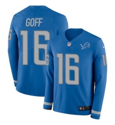 Men Detroit Lions 16 Jared Goff Blue Team Color Men Stitched NFL Limited Therma Long Sleeve Jersey Men Detroit Lions 16 Jared Goff Blue Team Color Men Stitched NFL Limited Therma Long Sleeve Jersey