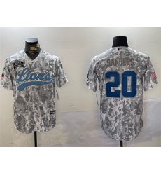 Men Detroit Lions 20 Barry Sanders 2024 Arctic Camo Salute To Service Stitched Baseball Jersey Men Detroit Lions 20 Barry Sanders 2024 Arctic Camo Salute To Service Stitched Baseball Jersey