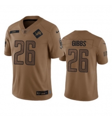 Men Detroit Lions 26 Jahmyr Gibbs 2023 Brown Salute To Service Limited Stitched Jersey Men Detroit Lions 26 Jahmyr Gibbs 2023 Brown Salute To Service Limited Stitched Jersey