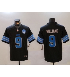 Men Detroit Lions 9 Jameson Williams Black 2024 F U S E 2nd Alternate With 90th Anniversary Patch Vapor Limited Stitched Jersey Men Detroit Lions 9 Jameson Williams Black 2024 F U S E 2nd Alternate With 90th Anniversary Patch Vapor Limited Stitched Jersey
