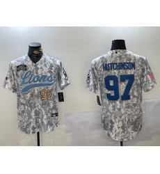 Men Detroit Lions 97 Aidan Hutchinson 2024 Arctic Camo Salute To Service Stitched Baseball Jersey 2 Men Detroit Lions 97 Aidan Hutchinson 2024 Arctic Camo Salute To Service Stitched Baseball Jersey 2
