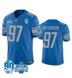 Men Detroit Lions 97 Aidan Hutchinson Blue 2023 F U S E 90th AnniversaryNFC North Division Champions Vapor Untouchable Limited Stitched Jersey Men Detroit Lions 97 Aidan Hutchinson Blue 2023 F U S E 90th AnniversaryNFC North Division Champions Vapor Untouchable Limited Stitched Jersey