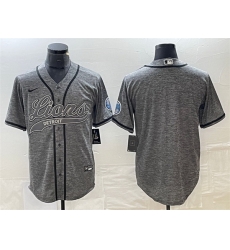 Men Detroit Lions Blank Grey Cool Base Stitched Baseball Jersey Men Detroit Lions Blank Grey Cool Base Stitched Baseball Jersey