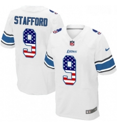 Men Nike Detroit Lions 9 Matthew Stafford Elite White Road USA Flag Fashion NFL Jersey Men Nike Detroit Lions 9 Matthew Stafford Elite White Road USA Flag Fashion NFL Jersey