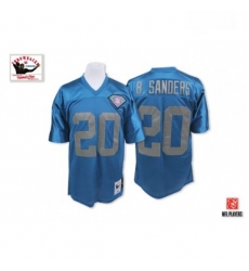 Mitchell And Ness Detroit Lions 20 Barry Sanders Blue With 75 Anniversary Patch Authentic Throwback NFL Jersey Mitchell And Ness Detroit Lions 20 Barry Sanders Blue With 75 Anniversary Patch Authentic Throwback NFL Jersey