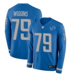 Nike Lions 79 Kenny Wiggins Blue Team Color Men Stitched NFL Limited Therma Long Sleeve Jersey Nike Lions 79 Kenny Wiggins Blue Team Color Men Stitched NFL Limited Therma Long Sleeve Jersey