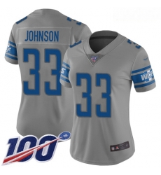 Lions #33 Kerryon Johnson Gray Women Stitched Football Limited Inverted Legend 100th Season Jersey Lions #33 Kerryon Johnson Gray Women Stitched Football Limited Inverted Legend 100th Season Jersey