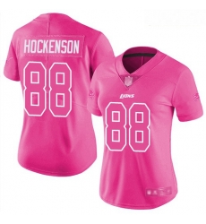 Lions #88 T J Hockenson Pink Women Stitched Football Limited Rush Fashion Jersey Lions #88 T J Hockenson Pink Women Stitched Football Limited Rush Fashion Jersey