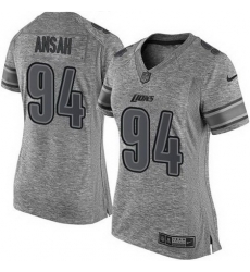 Nike Lions #94 Ziggy Ansah Gray Womens Stitched NFL Limited Gridiron Gray Jersey Nike Lions #94 Ziggy Ansah Gray Womens Stitched NFL Limited Gridiron Gray Jersey