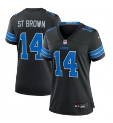 Women Detroit Lions 14 Amon Ra St Brown Black 2nd Alternate Stitched Jersey Women Detroit Lions 14 Amon Ra St Brown Black 2nd Alternate Stitched Jersey
