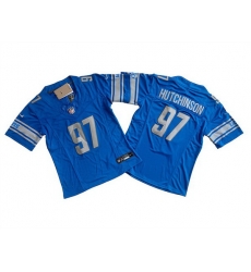 Women Detroit Lions 97 Aidan Hutchinson Blue 2023 F U S E Vapor Limited Stitched Football Jersey Women Detroit Lions 97 Aidan Hutchinson Blue 2023 F U S E Vapor Limited Stitched Football Jersey