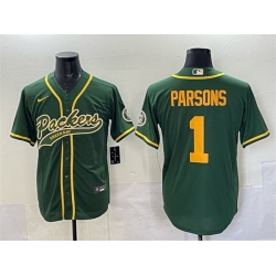 Men Green Bay Packers 1 Micah Parsons Green Cool Base Stitched Baseball Jersey