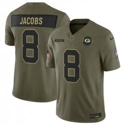 Men Green Bay Packers 8 Josh Jacobs Olive 2025 F U S E  Salute to Service Limited Stitched Football Jersey