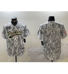 Men Green Bay Packers Blank 2024 Arctic Camo Salute To Service Stitched Baseball Jersey