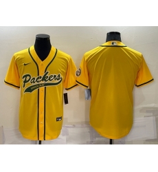 Men Green Bay Packers Blank Yellow Cool Base Stitched Baseball Jersey Men Green Bay Packers Blank Yellow Cool Base Stitched Baseball Jersey