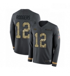 Men Nike Green Bay Packers 12 Aaron Rodgers Limited Black Salute to Service Therma Long Sleeve NFL Jersey Men Nike Green Bay Packers 12 Aaron Rodgers Limited Black Salute to Service Therma Long Sleeve NFL Jersey