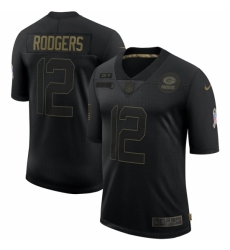 Men's Green Bay Packers #12 Aaron Rodgers Black Nike 2020 Salute To Service Limited Jersey Men's Green Bay Packers #12 Aaron Rodgers Black Nike 2020 Salute To Service Limited Jersey