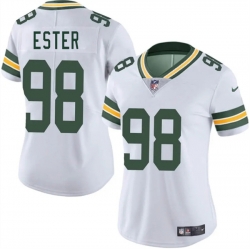Women Green Bay Packers 98 James Ester White 2025 Vapor Untouchable Limited Stitched Jersey