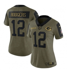 Women's Green Bay Packers Aaron Rodgers Nike Olive 2021 Salute To Service Limited Player Jersey Women's Green Bay Packers Aaron Rodgers Nike Olive 2021 Salute To Service Limited Player Jersey
