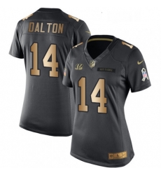 Womens Nike Cincinnati Bengals 14 Andy Dalton Limited BlackGold Salute to Service NFL Jersey Womens Nike Cincinnati Bengals 14 Andy Dalton Limited BlackGold Salute to Service NFL Jersey