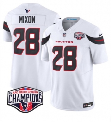 Men Houston Texans 28 Joe Mixon White F U S E 2024 AFC South Division Champions Vapor Limited Stitched Football Jersey Men Houston Texans 28 Joe Mixon White F U S E 2024 AFC South Division Champions Vapor Limited Stitched Football Jersey